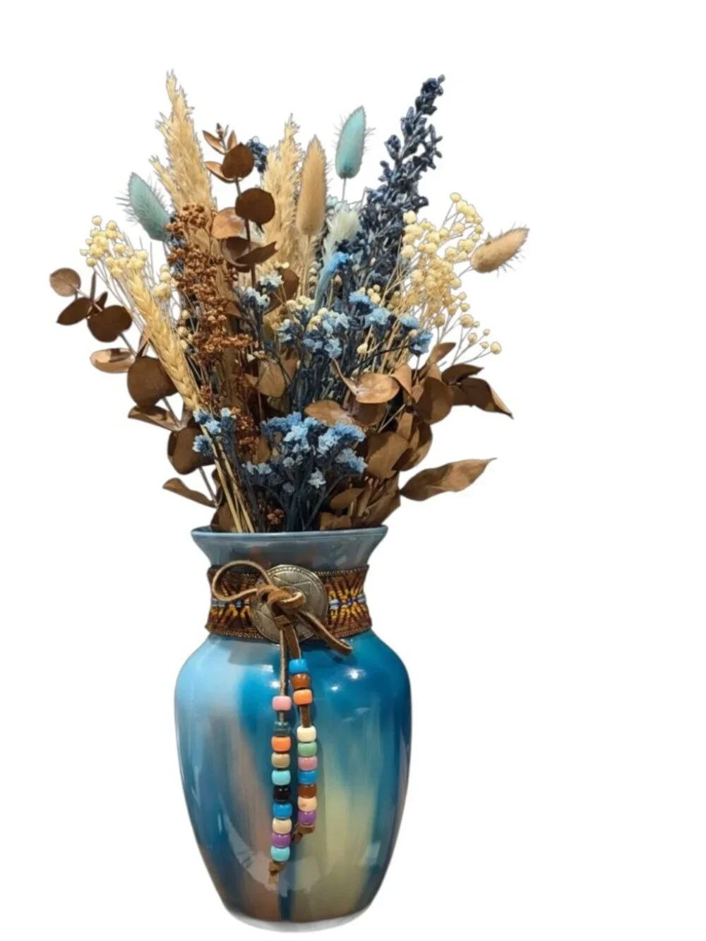 Acrylic Pour Glass Necklace Vase, Southwest Decor, Fluid Handmade Art, 8 Inches